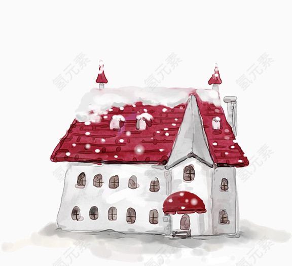 爱心唯美雪中的小屋