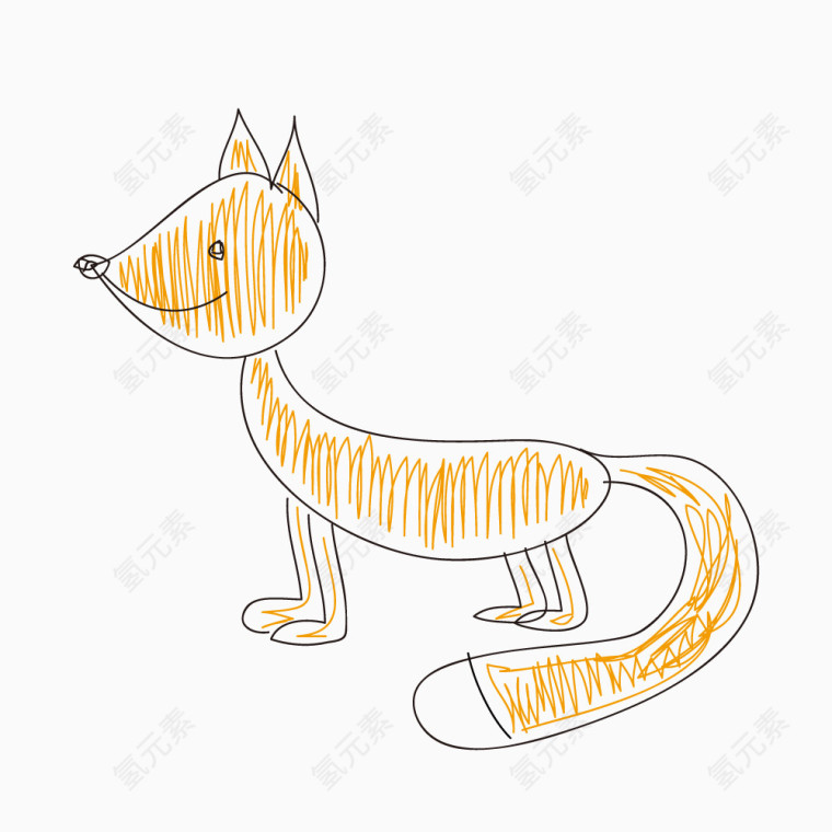 蜡笔绘制动物狐狸