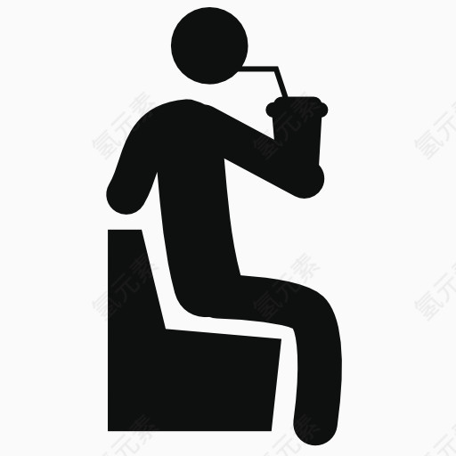 坐着喝饮料的人图标