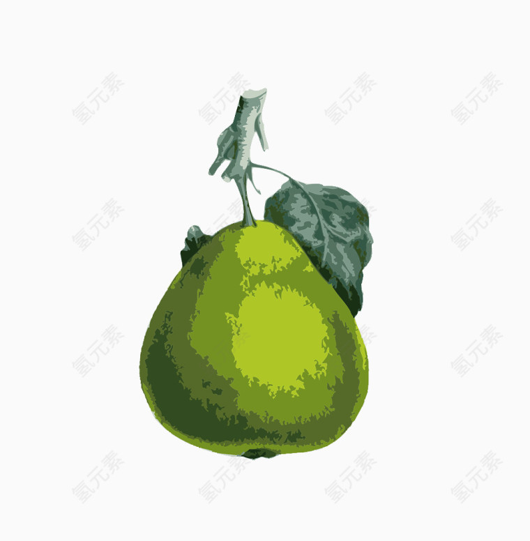 卡通水彩绿色梨子