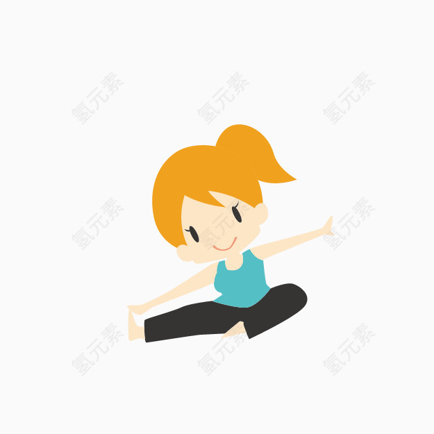 运动小人图案卡通图片 做瑜伽的小女孩