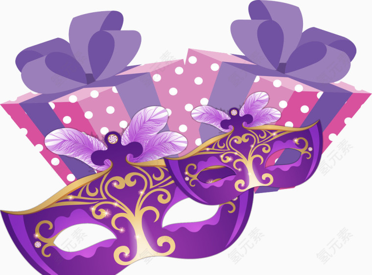 紫色的面具礼物效果元素
