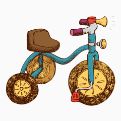 卡通手绘三轮自行车