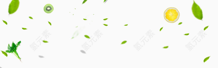 绿色树叶水果片蔬菜漂浮