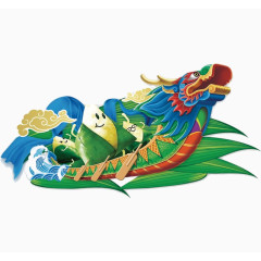 端午节粽子龙舟水浆叶子装饰元素
