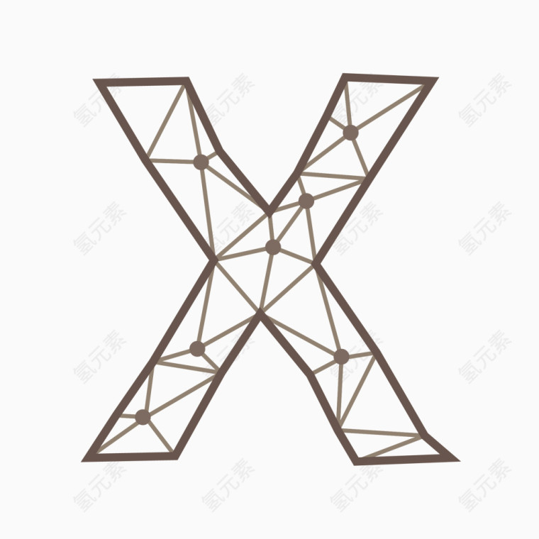 线框三角形几何字母X