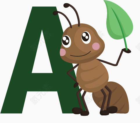 小蚂蚁动物造型可爱字母A