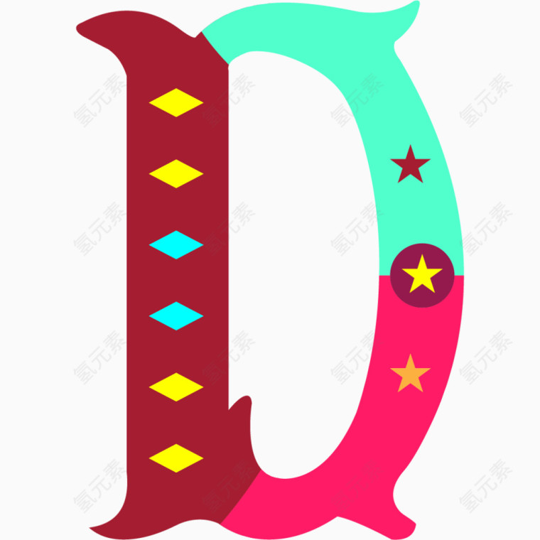 彩色马戏团字母D