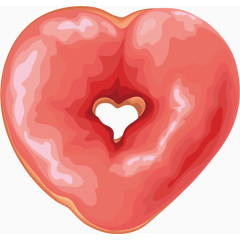 粉色心形甜甜圈卡通手绘图标元素