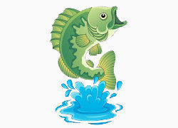 卡通手绘海底世界鲤鱼跳水插画