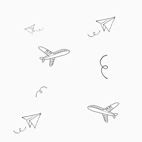 卡通黑白手绘飞机纸飞机下载