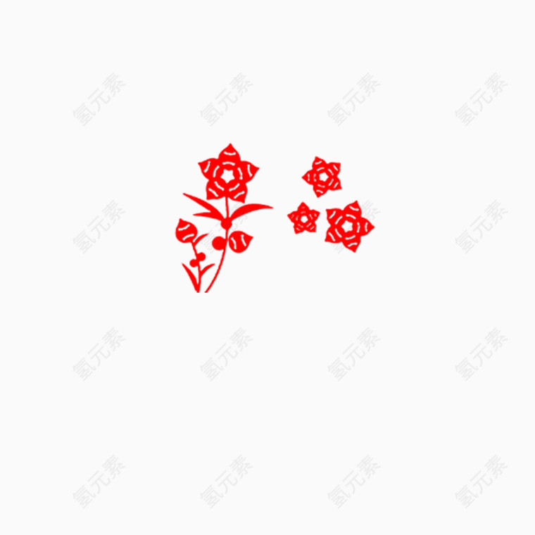 红色花朵窗花