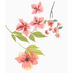卡通手绘粉色鲜花花卉装饰图案