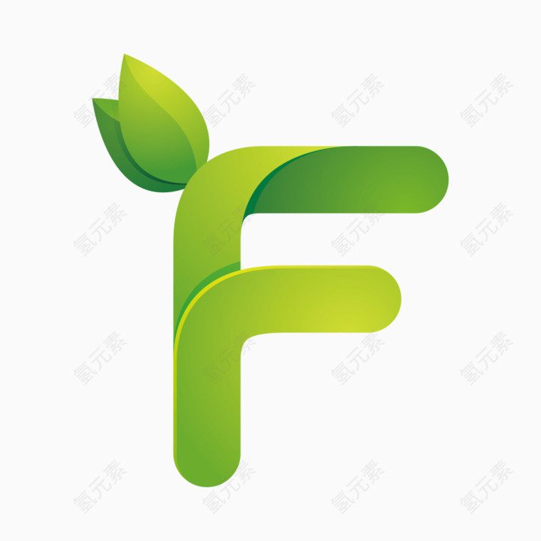 绿色环保叶子字母字体F