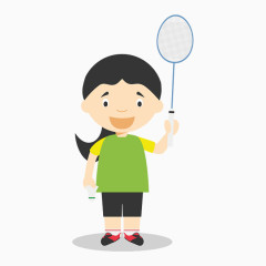 卡通手绘运动员小人羽毛球