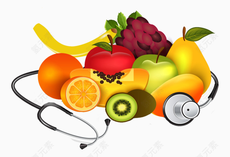 新鲜水果与听诊器