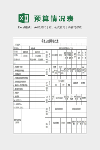 简单明了项目支出预算情况表Excel下载