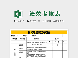 专业财务总监绩效考核表excel模板