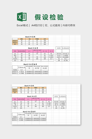 高端实用定性资料的假设检验excel模板下载