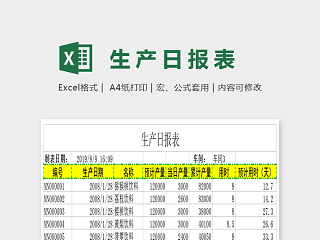 简单精美生产日报表EXcel