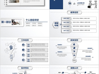 简约蓝色时尚公司竞聘述职PPT模板  