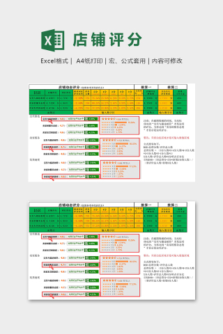 店铺评分DSR计算工具表excel模板下载