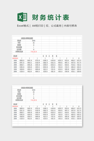 精美简约大气财务统计表Excel下载