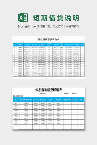 短期借贷清查明细表下载