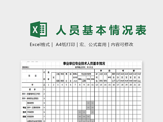 事业单位技术人员基本情况表格Excel