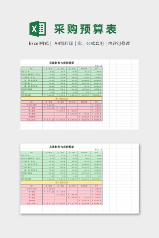 直接材料与采购预算表模版下载