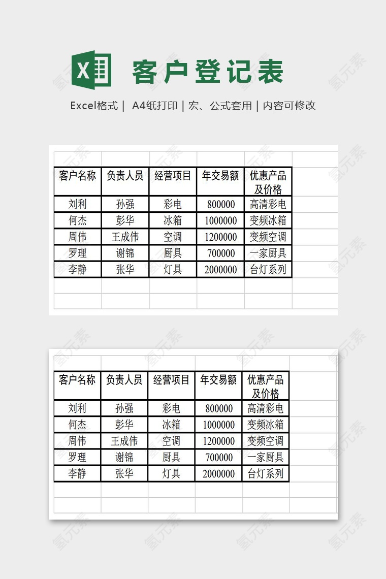 客户登记表