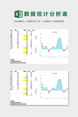 清新色调商业数据统计分析模版下载