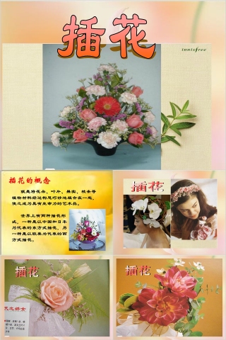 彩色简约大气艺术插花培训课件PPT