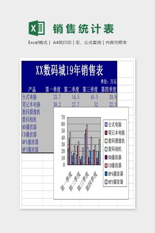 简单大方精美产品销售表Excel下载