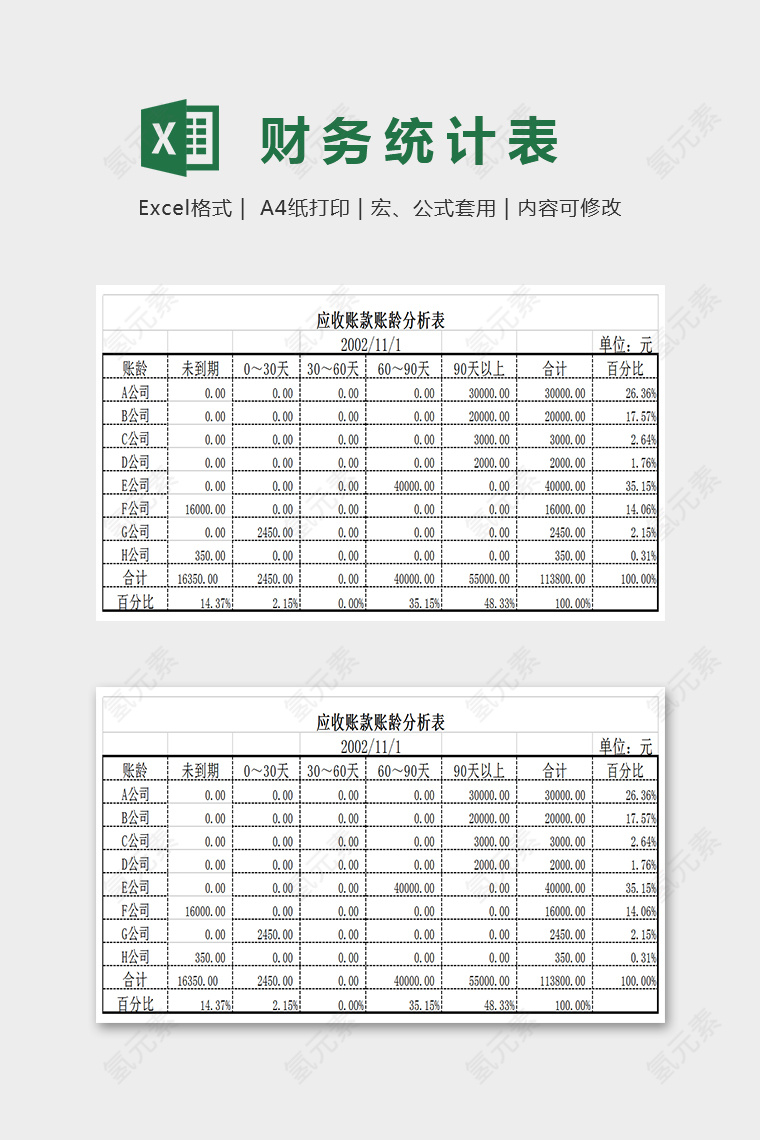 大气精美财务统计表Excel