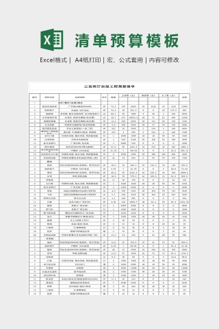 三室两厅房屋装修材料清单Excel