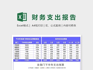 各部门财务支出预算报告excel模版