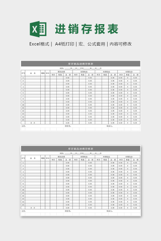 仓库库存商品进销存报表