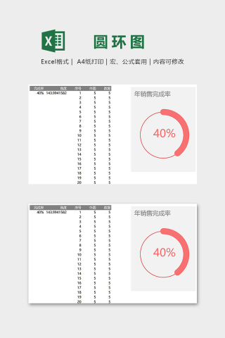 产品销售圆角线穿环百分比excel模板下载