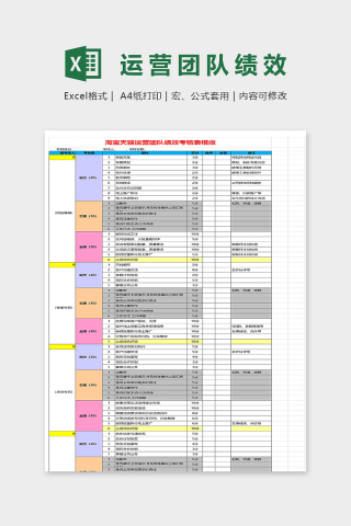 淘宝天猫运营团队绩效考核表模版							下载