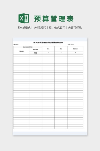 纳入预算管理的政府性基金收支表下载