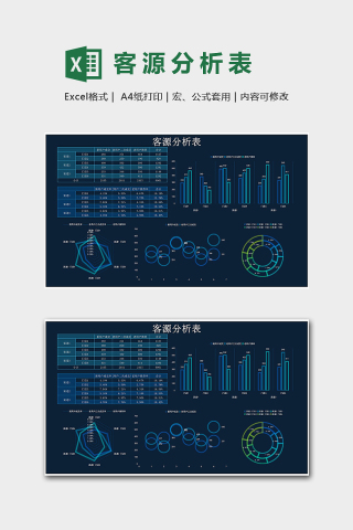 创意客源分析科技风excel模版下载