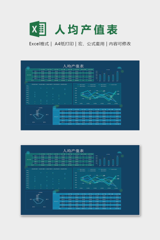 科技风人均产值分析excel模版下载