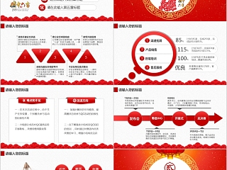 中国红喜庆ppt模板汇报告述职2019猪年工作总结新年计划动态