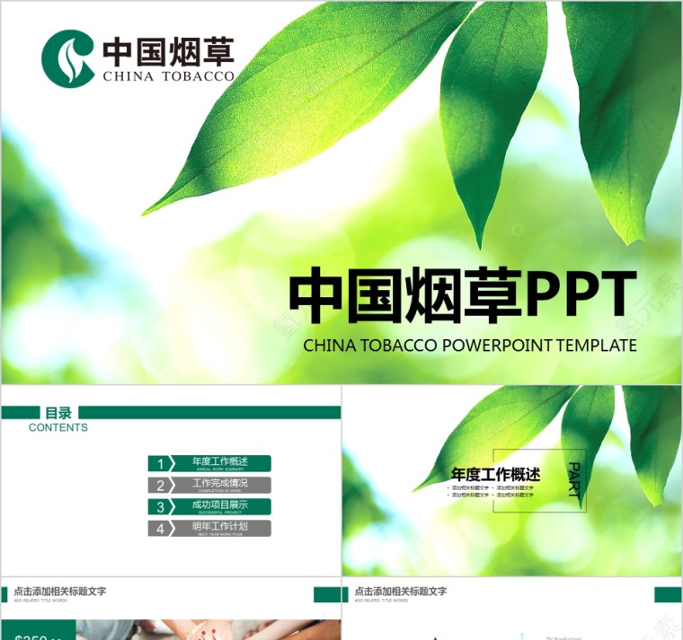 中国烟草局工作汇报计划总结会议PPT模板第1张
