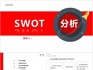 红色实用SWOT分析报告PPT模板