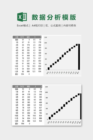 数据月份分类统计分析创意图表下载