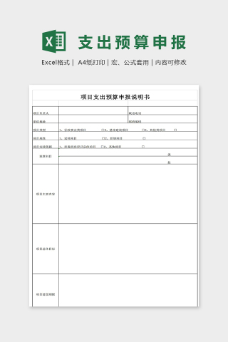 项目支出预算申报说明书excel模板下载