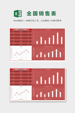 高端商务风格全国销售表模版下载