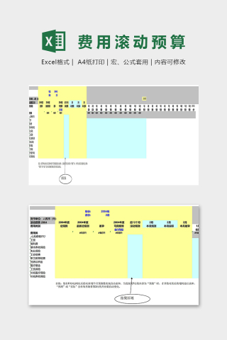 高端专业费用滚动预算表excel模板下载